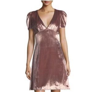 MILLY Christine Puff-Sleeve Panne Velvet Dress
